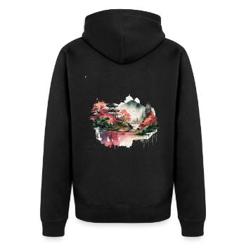 Berg - Unisex Premium Bio Zip Hoodie - Schwarz - Hinten - Nico (187cm)