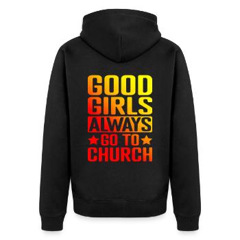 Les bonnes filles vont toujours à l’église 5 - Veste à capuche bio Premium Unisexe - noir - Dos - Nico (187cm)