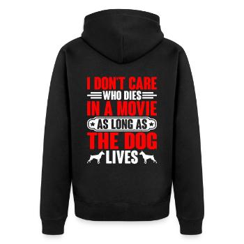 I Don't Care Who Dies As Long As The Dog Lives 4 - Unisex Premium Bio Zip Hoodie - Schwarz - Hinten - Nico (187cm)