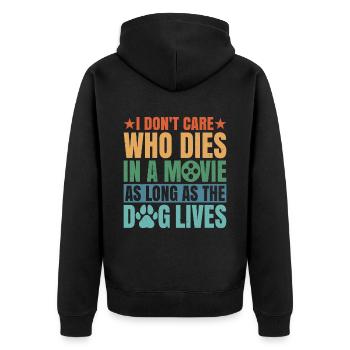 I Don't Care Who Dies As Long As The Dog Lives 5 - Unisex Premium Bio Zip Hoodie - Schwarz - Hinten - Nico (187cm)