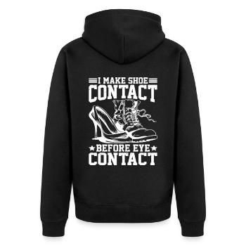 I Make Shoe Contact Before Eye Contact 5 - Unisex Premium Organic Zip Hoodie - black - Back - Nico (187cm)