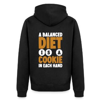 Une alimentation équilibrée est un biscuit dans chaque main - Veste à capuche bio Premium Unisexe - noir - Dos - Nico (187cm)