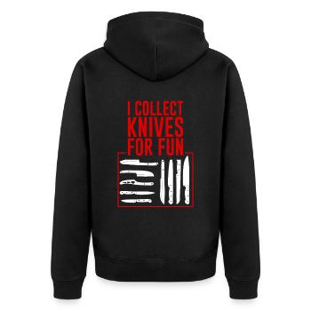 I Collect Knives For Fun 4 - Unisex Premium Bio Zip Hoodie - Schwarz - Hinten - Nico (187cm)