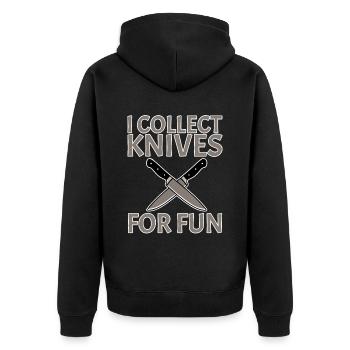 I Collect Knives For Fun 2 - Unisex Premium Bio Zip Hoodie - Schwarz - Hinten - Nico (187cm)