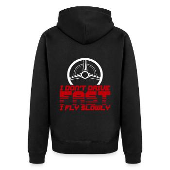 I Don't Drive Fast I Fly Slowly 4 - Unisex Premium Organic Zip Hoodie - black - Back - Nico (187cm)