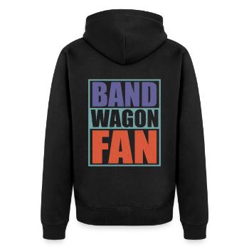 Bandwagon Fan 8 - Unisex Premium Bio Zip Hoodie - Schwarz - Hinten - Nico (187cm)