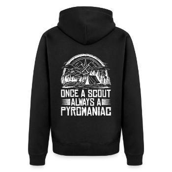 Once A Scout, Always A Pyromaniac 22 - Unisex Premium Bio Zip Hoodie - Schwarz - Hinten - Nico (187cm)