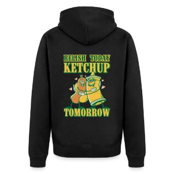 Relish Today Ketchup Tomorrow 4 - Unisex Premium Organic Zip Hoodie - black - Back - Nico (187cm)