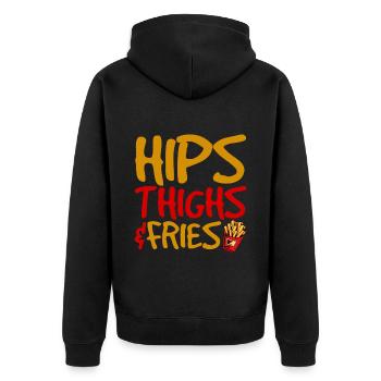 Hips Thighs And Fries 4 - Unisex Premium Organic Zip Hoodie - black - Back - Nico (187cm)