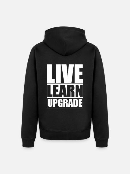 Live Learn Upgrade - Unisex Premium Organic Zip Hoodie - black