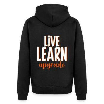 Live Learn Upgrade 4 - Unisex Premium Bio Zip Hoodie - Schwarz - Hinten - Nico (187cm)