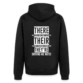 There Their They're - Unisex Premium Bio Zip Hoodie - Schwarz - Hinten - Nico (187cm)