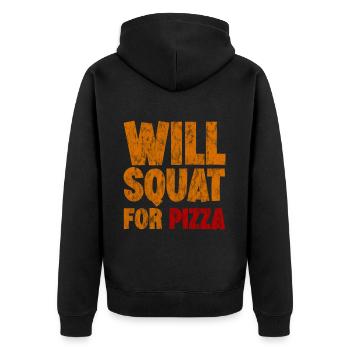 Will Squat For Pizza 3 - Unisex Premium Bio Zip Hoodie - Schwarz - Hinten - Nico (187cm)