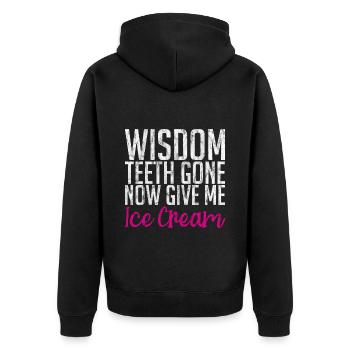 Les dents de sagesse sont parties, donnez-moi maintenant de la crème glacée 3 - Veste à capuche bio Premium Unisexe - noir - Dos - Nico (187cm)