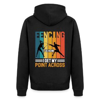 fencing, it's how i get my point across 2 - Unisex Premium Organic Zip Hoodie - black - Back - Nico (187cm)