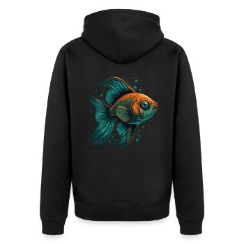 Fischauge - Unisex Premium Bio Zip Hoodie - Schwarz - Hinten - Nico (187cm)