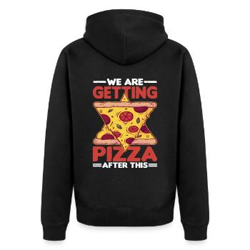We Are Getting Pizza After This 2 - Unisex Premium Bio Zip Hoodie - Schwarz - Hinten - Nico (187cm)