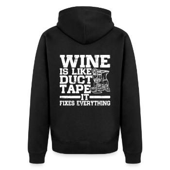 Wine Is Like Duct Tape It Fixes Everything 3 - Unisex Premium Bio Zip Hoodie - Schwarz - Hinten - Nico (187cm)