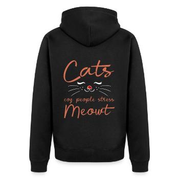 Cats Coz People Stress Meowt 2 - Unisex Premium Organic Zip Hoodie - black - Back - Nico (187cm)