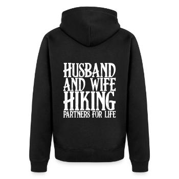 Husband And Wife Hiking Partners For Life - Unisex Premium Bio Zip Hoodie - Schwarz - Hinten - Nico (187cm)