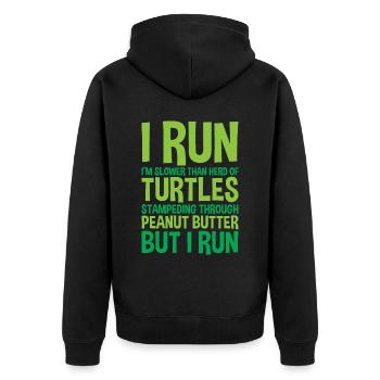 Je cours, je suis plus lent que Herd Of Turtles 2 - Veste à capuche bio Premium Unisexe - noir - Dos - Nico (187cm)