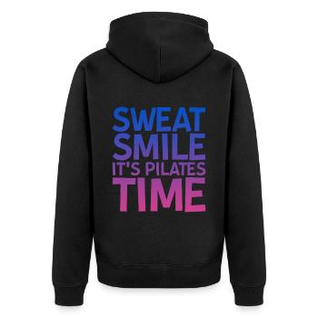 Sweat Smile C’est l’heure du Pilates - Veste à capuche bio Premium Unisexe - noir - Dos - Nico (187cm)