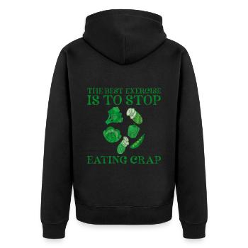 The Best Exercise Is To Stop Eating Crap 3 - Unisex Premium Bio Zip Hoodie - Schwarz - Hinten - Nico (187cm)