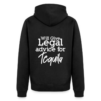Will Give Legal Advice For Tequila 4 - Unisex Premium Organic Zip Hoodie - black - Back - Nico (187cm)