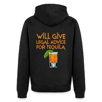 Will Give Legal Advice For Tequila 2 - Unisex Premium Organic Zip Hoodie - black - Back - Nico (187cm)