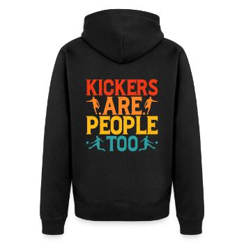 Kickers Are People Too 32 - Unisex Premium Bio Zip Hoodie - Schwarz - Hinten - Nico (187cm)