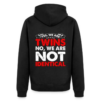 Yes, We Are Twins, No, We Are Not Identical 6 - Unisex Premium Organic Zip Hoodie - black - Back - Nico (187cm)