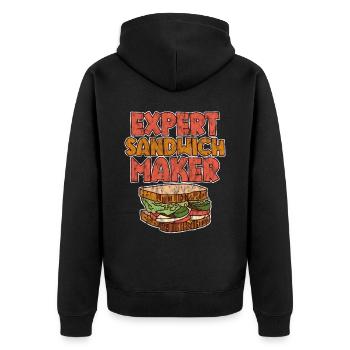Expert Sandwich Maker 3 - Unisex Premium Organic Zip Hoodie - black - Back - Nico (187cm)