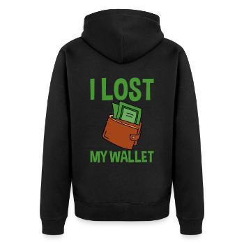 I Lost My Wallet 4 - Unisex Premium Bio Zip Hoodie - Schwarz - Hinten - Nico (187cm)