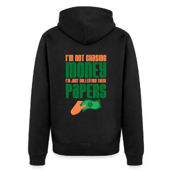 I'm Not Chasing Money Just Collecting Papers 4 - Unisex Premium Bio Zip Hoodie - Schwarz - Hinten - Nico (187cm)