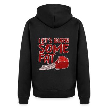 Let's Burn Some Fat 4 - Unisex Premium Bio Zip Hoodie - Schwarz - Hinten - Nico (187cm)