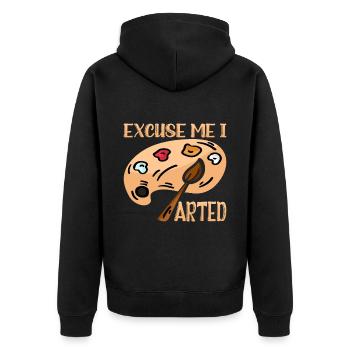 Excuse Me I Arted 9 - Unisex Premium Bio Zip Hoodie - Schwarz - Hinten - Nico (187cm)
