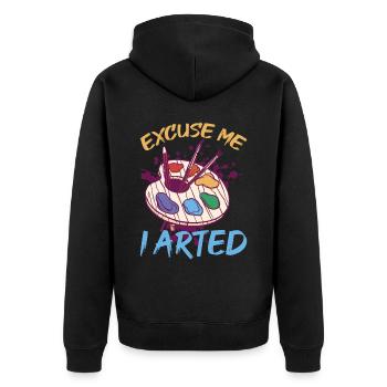 Excuse Me I Arted 8 - Unisex Premium Bio Zip Hoodie - Schwarz - Hinten - Nico (187cm)