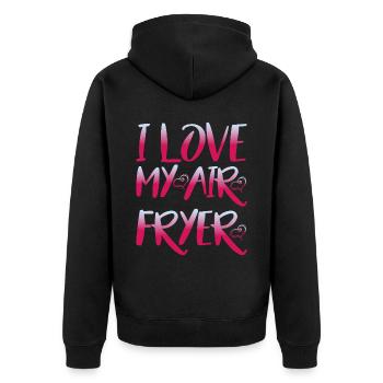 I Love My Air Fryer 6 - Unisex Premium Bio Zip Hoodie - Schwarz - Hinten - Nico (187cm)