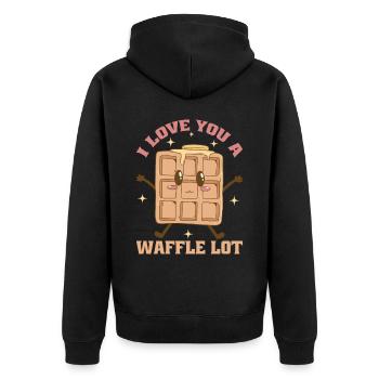 I Love You A Waffle Lot 4 - Unisex Premium Bio Zip Hoodie - Schwarz - Hinten - Nico (187cm)