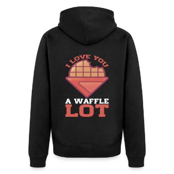 I Love You A Waffle Lot 5 - Unisex Premium Bio Zip Hoodie - Schwarz - Hinten - Nico (187cm)
