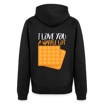 I Love You A Waffle Lot 6 - Unisex Premium Bio Zip Hoodie - Schwarz - Hinten - Nico (187cm)