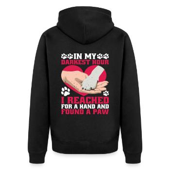 I Reached For A Hand And Found A Paw 4 - Unisex Premium Bio Zip Hoodie - Schwarz - Hinten - Nico (187cm)