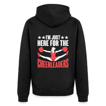 I'm Just Here For The Cheerleaders 8 - Unisex Premium Bio Zip Hoodie - Schwarz - Hinten - Nico (187cm)