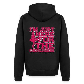 I'm Just Here For The Cheerleaders 9 - Unisex Premium Bio Zip Hoodie - Schwarz - Hinten - Nico (187cm)