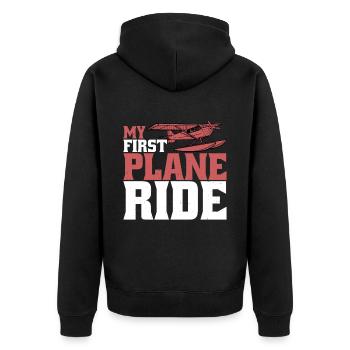 My First Plane Ride 54 - Unisex Premium Bio Zip Hoodie - Schwarz - Hinten - Nico (187cm)