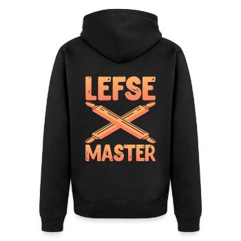 Lefse Master 16 - Unisex Premium Bio Zip Hoodie - Schwarz - Hinten - Nico (187cm)