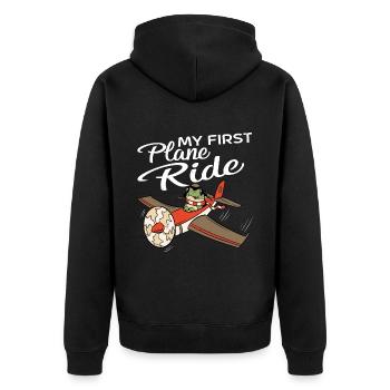 My First Plane Ride 56 - Unisex Premium Organic Zip Hoodie - black - Back - Nico (187cm)