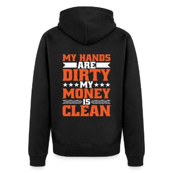 My Hands Are Dirty, My Money Is Clean 15 - Unisex Premium Organic Zip Hoodie - black - Back - Nico (187cm)