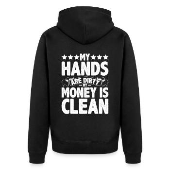 My Hands Are Dirty, My Money Is Clean 16 - Unisex Premium Organic Zip Hoodie - black - Back - Nico (187cm)