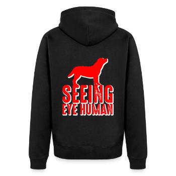 Seeing Eye Human 26 - Unisex Premium Bio Zip Hoodie - Schwarz - Hinten - Nico (187cm)